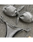 Bikinx solidny węzeł strój kąpielowy kobiety biquini String seksowne stroje kąpielowe push up strój kąpielowy letnia odzież plaż