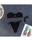 Marka omkagi Hollow Up Bikini stringi stroje kąpielowe kobiety jednokolorowy strój kąpielowy Sexy push Up kostium kąpielowy kost