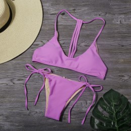 Kobiety stałe Bikini Set stroje kąpielowe niski bandaż w talii strój kąpielowy Sexy Bikini 2020 strój kąpielowy stanik kostiumy 