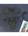 Marka omkagi Hollow Up Bikini stringi stroje kąpielowe kobiety jednokolorowy strój kąpielowy Sexy push Up kostium kąpielowy kost