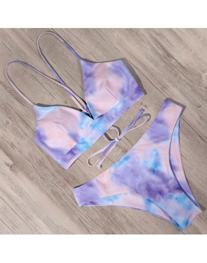 RXRXCOCO seksowna z wiązaniami Bikini 2020 strój kąpielowy stroje kąpielowe kobiety stringi zestaw Bikini Push Up damski strój k