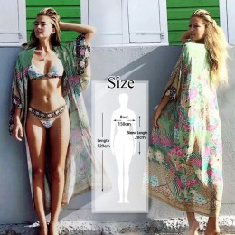 2020 osłona do bikini artystyczny nadruk długi kardigan kimono Plus rozmiar szyfonowa bluzka kobiety odzież plażowa narzuta na s
