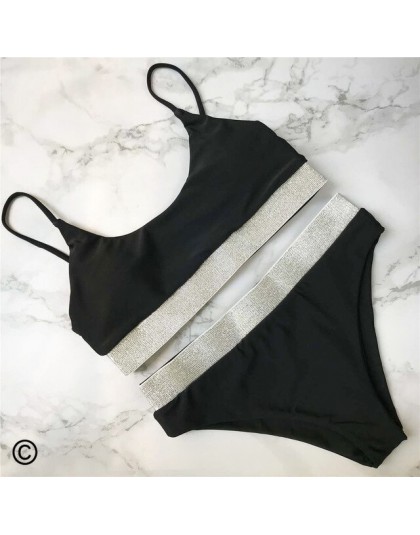Czarny biały nowy damski strój kąpielowy wysokiej talii Bikini 2019 kobiet stroje kąpielowe dwuczęściowy zestaw Bikini kąpiel st
