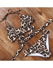 Leopard strój kąpielowy wąż Bikini we wzory 2020 Sexy krzyżowe wiązanie strój kąpielowy kobiety Push Up oddzielne Bikini Set sta