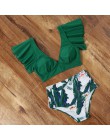 Wzburzyć stroje kąpielowe kobiety V Neck 2020 stroje k pielowe damskie Sexy brazylijskie stringi Leopard Bikini zestaw z roślina