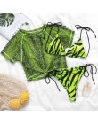 In-x 3 sztuka strój kąpielowy kobiety Neon zielony bikini 2020 Sexy push up stroje kąpielowe kobiety String zestaw mikro bikini 