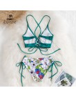 CUPSHE Sexy zielona i kwiecista koronka zestawy Bikini kobiety Boho dwa kawałki stroje kąpielowe 2020 dziewczyna strój kąpielowy