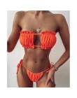 Seksowne Bikini 2020 plisowane Bandeau kostium kąpielowy damski stroje kąpielowe kobiety Mini stringi Bikini Set kąpiel pływanie