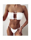 Seksowne Bikini 2020 plisowane Bandeau kostium kąpielowy damski stroje kąpielowe kobiety Mini stringi Bikini Set kąpiel pływanie