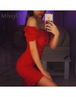 MissyChilli Red off shoulder wzburzyć bandaż mini sukienka kobiety bodycon backless sznurowana sukienka lato elegancki seksowny 