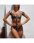 Wzór w cętki strój kąpielowy kobiety wysokiej talii bikini 2019 brazylijski stringi strój kąpielowy push up knot stroje kąpielow