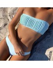 Peachtan sexy bandeau bikini set 2020 stałe stroje kąpielowe kobiety plisowane kostium kąpielowy damski lato plaża biquini kąpią