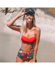 Stałe stroje kąpielowe z nadrukiem kobiety seksowna z wiązaniami Bikini Bikini Set wysokiej talii strój kąpielowy Backless strój