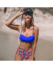 Stałe stroje kąpielowe z nadrukiem kobiety seksowna z wiązaniami Bikini Bikini Set wysokiej talii strój kąpielowy Backless strój