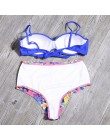 Stałe stroje kąpielowe z nadrukiem kobiety seksowna z wiązaniami Bikini Bikini Set wysokiej talii strój kąpielowy Backless strój