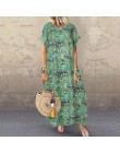 S 5XL ZANZEA lato czeski Sundress 2019 kobiety długa sukienka na imprezę Casual Vintage z krótkim rękawem Floral wydrukowano Ves