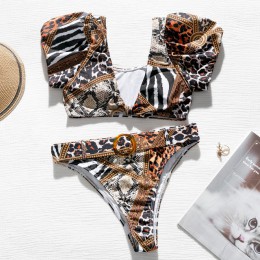 Seksowne brazylijskie bikini 2020 nowy strój kąpielowy Push up nadruk węża kostium kąpielowy damski kąpiących trójkąt v-neck str