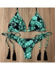 Melphieer Bikini 2020 Girls String krawaty Halter brazylijski strój kąpielowy Bikini list stroje kąpielowe z nadrukiem letnia pl