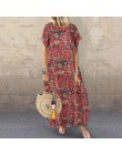 S 5XL ZANZEA lato czeski Sundress 2019 kobiety długa sukienka na imprezę Casual Vintage z krótkim rękawem Floral wydrukowano Ves