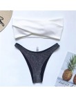 Nowy sexy bandeau błyszczący brokat Bikini 2019 kobiet stroje kąpielowe damski strój kąpielowy dwuczęściowy zestaw Bikini kąpiel