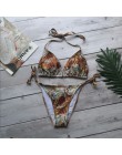 Melphieer Bikini 2020 Girls String krawaty Halter brazylijski strój kąpielowy Bikini list stroje kąpielowe z nadrukiem letnia pl