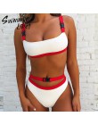 Bandeau strój kąpielowy push up klamra stroje kąpielowe kobiety wysoka talia bikini 2019 sportowy strój kąpielowy letnie kąpiący