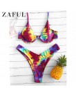 ZAFUL Bikini Tie barwnik fiszbiny wysokie nogi Bikini Set paski Spaghetti strój kąpielowy estetyczne Sexy strój kąpielowy kobiet