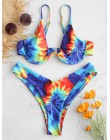 ZAFUL Bikini Tie barwnik fiszbiny wysokie nogi Bikini Set paski Spaghetti strój kąpielowy estetyczne Sexy strój kąpielowy kobiet