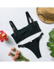 Bandeau strój kąpielowy push up klamra stroje kąpielowe kobiety wysoka talia bikini 2019 sportowy strój kąpielowy letnie kąpiący