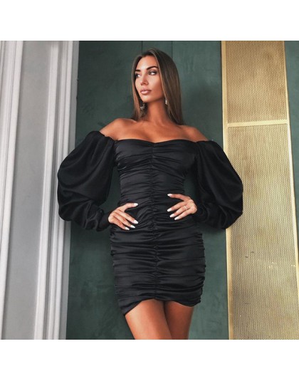 Chicology off shoulder z długim rękawem elegancka dama mini sukienka 2019 jesienne zimowe biuro do klubu na imprezę bodycon na c