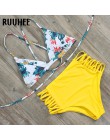 RUUHEE Bikini 2019 strój kąpielowy stroje kąpielowe kobiety Bikini z wysoką talią zestaw Push Up kostium kąpielowy kobiety Bikin