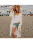 2020 nowa seksowna koronka haftowane okrycie plażowe Up kobiety strój kąpielowy bikini Cover Up Beach Dress Cardigan tuniki kost