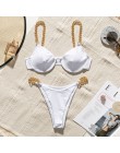 Sexy ring bikini set strój kąpielowy z wysokim stanem kobiety push up kostium kąpielowy głęboki dekolt biały kostium kąpielowy d