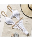 Sexy ring bikini set strój kąpielowy z wysokim stanem kobiety push up kostium kąpielowy głęboki dekolt biały kostium kąpielowy d