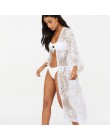 2020 nowa seksowna koronka haftowane okrycie plażowe Up kobiety strój kąpielowy bikini Cover Up Beach Dress Cardigan tuniki kost