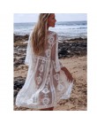 2020 nowa seksowna koronka haftowane okrycie plażowe Up kobiety strój kąpielowy bikini Cover Up Beach Dress Cardigan tuniki kost