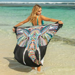 2019 plaża sukienka drukowane nadruk zwierzęta Wrap Slip tunika lato kobiety tuniki Sarong mata plażowa nosić Cover Up
