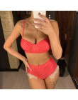 Sexy koronkowe Bikini kobiety strój kąpielowy Push Up stroje kąpielowe Patchwork Bikini Set Dot strój kąpielowy brazylijski Biqu