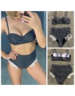 Sexy koronkowe Bikini kobiety strój kąpielowy Push Up stroje kąpielowe Patchwork Bikini Set Dot strój kąpielowy brazylijski Biqu