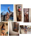 ZAFUL prążkowany krawat wycięcie Bandeau strój kąpielowy Bikini Sexy bez ramiączek Ruched wyciąć Bikini elastyczny, wysoki Cut w