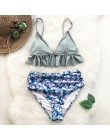 CUPSHE Rose marszczony brzeg Bikini Set kobiety Flora V-neck z wysokim stanem dwuczęściowy strój kąpielowy 2020 dziewczyna strój