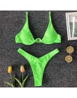 Sexy Neon v-bar fiszbiny Bikini 2019 kobiet żebrowane strój kąpielowy kobiety stringi stroje kąpielowe dwuczęściowy zestaw Bikin