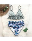 CUPSHE Rose marszczony brzeg Bikini Set kobiety Flora V-neck z wysokim stanem dwuczęściowy strój kąpielowy 2020 dziewczyna strój