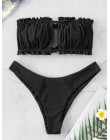 ZAFUL prążkowany krawat wycięcie Bandeau strój kąpielowy Bikini Sexy bez ramiączek Ruched wyciąć Bikini elastyczny, wysoki Cut w