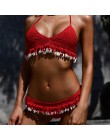 Szydełka Bikini Set Shell frędzle Bikini brazylijski szydełka strój kąpielowy kobiety Halter stroje kąpielowe Strappy Bikini dar