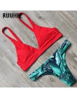 RUUHEE strój kąpielowy Bikini stroje kąpielowe kobiety brazylijski Bikini Set 2019 roślin drukowane strój kąpielowy Push Up kloc