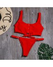 Stałe Bikini Set kobiety seksowne guziki Tankini strój kąpielowy nowy kostium kąpielowy bandażowy z wstążką dla kobiet niski sta