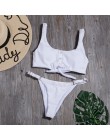 Stałe Bikini Set kobiety seksowne guziki Tankini strój kąpielowy nowy kostium kąpielowy bandażowy z wstążką dla kobiet niski sta