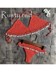 Szydełka Bikini Set Shell frędzle Bikini brazylijski szydełka strój kąpielowy kobiety Halter stroje kąpielowe Strappy Bikini dar