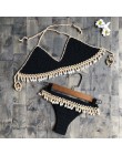 Szydełka Bikini Set Shell frędzle Bikini brazylijski szydełka strój kąpielowy kobiety Halter stroje kąpielowe Strappy Bikini dar